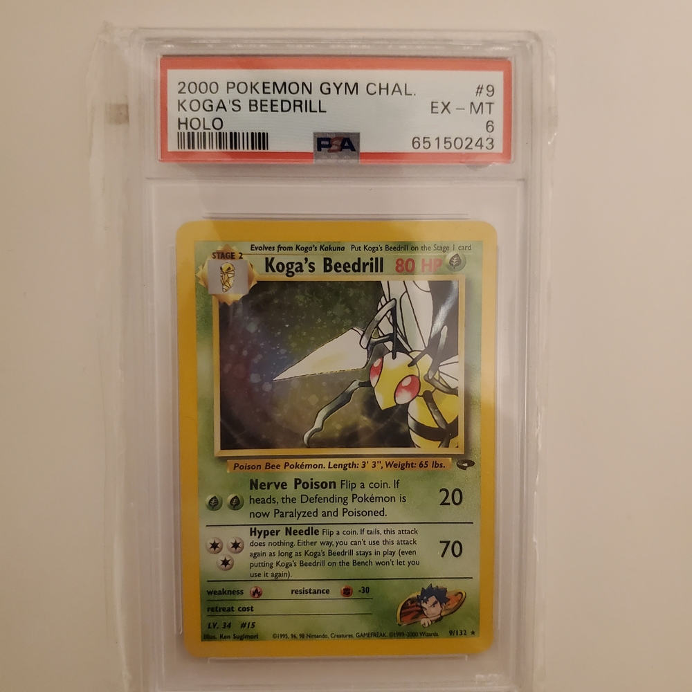 Pokemon Koga's Beedrill Card - Yellow and Green